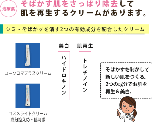 雀卵斑の治療ができるクリーム剤と有効成分