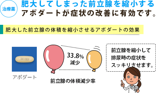 肥大した前立腺を縮小する治療薬と効果のイメージ