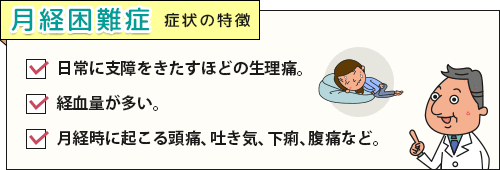 日常に支障をきたすほどの生理痛など月経困難症の症状チェックリスト