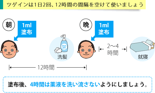 ツゲインの使い方は毎日朝晩2回